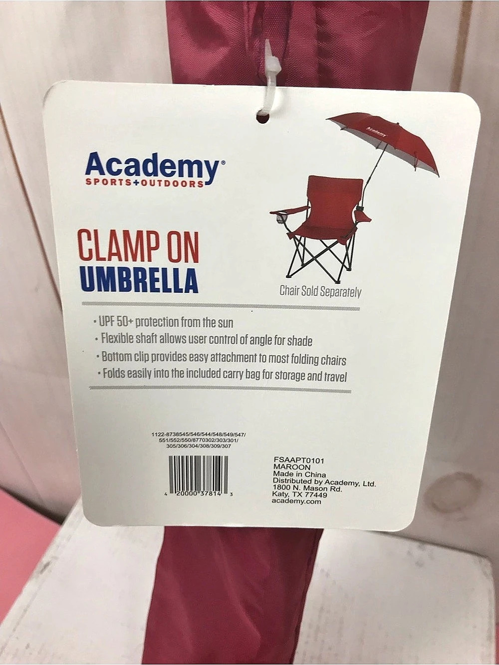 Academy Sports + Outdoors Clamp On Umbrella Red NWT - Picture 3 of 3